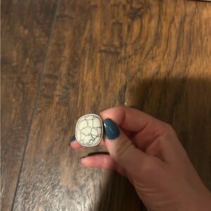 White Stone Silver Ring